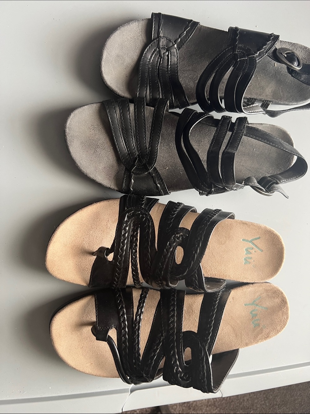 Yuu Black Braided Strappy Women's Sandals and Baretrapps